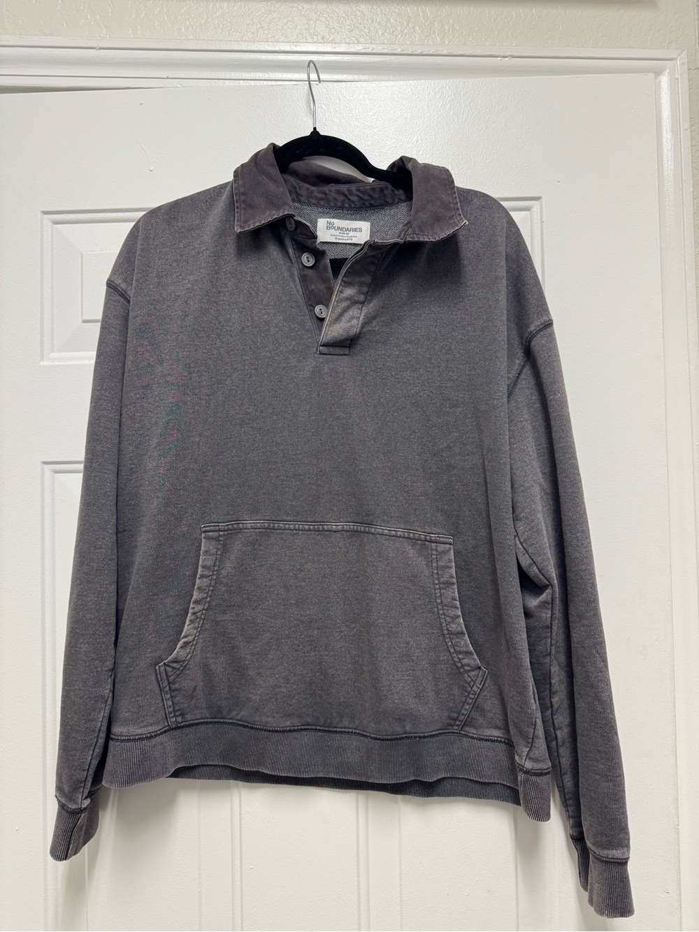 No Boundaries Oversized Pullover in Washed Charcoal 0165